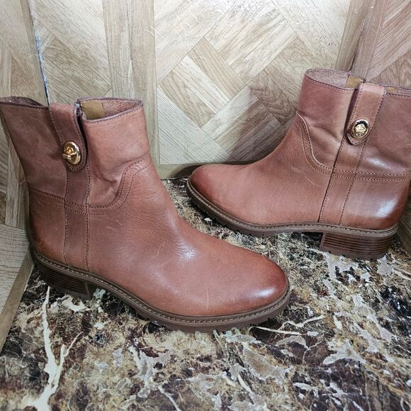 Coach Women's Georgetta fashion leather brown hot seller ankle boots size 9. - Picture 1 of 10
